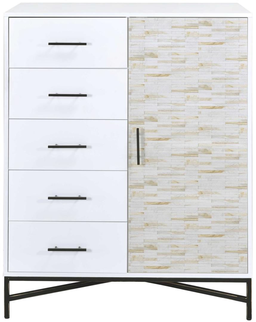White Weathered Wood Pattern Wardrobe By Homeroots | Armoires & Wardrobes | Modishstore - 2