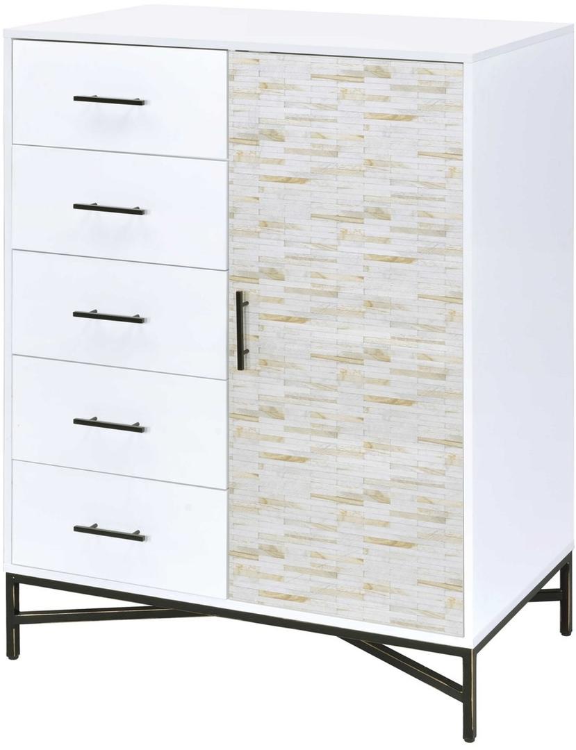 White Weathered Wood Pattern Wardrobe By Homeroots | Armoires & Wardrobes | Modishstore - 3