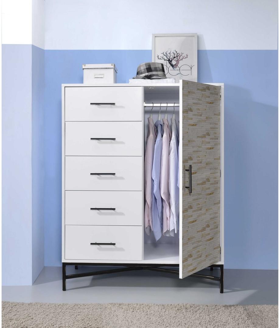 White Weathered Wood Pattern Wardrobe By Homeroots | Armoires & Wardrobes | Modishstore