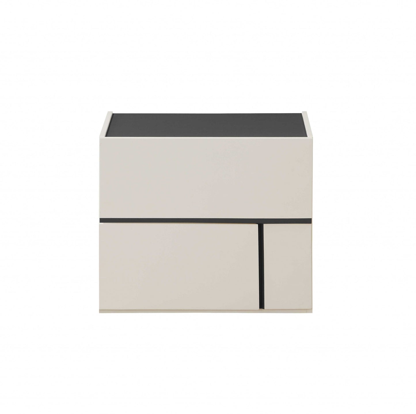 Cream White And Dark Grey Mdf Nightstand By Homeroots | Nightstands | Modishstore - 2