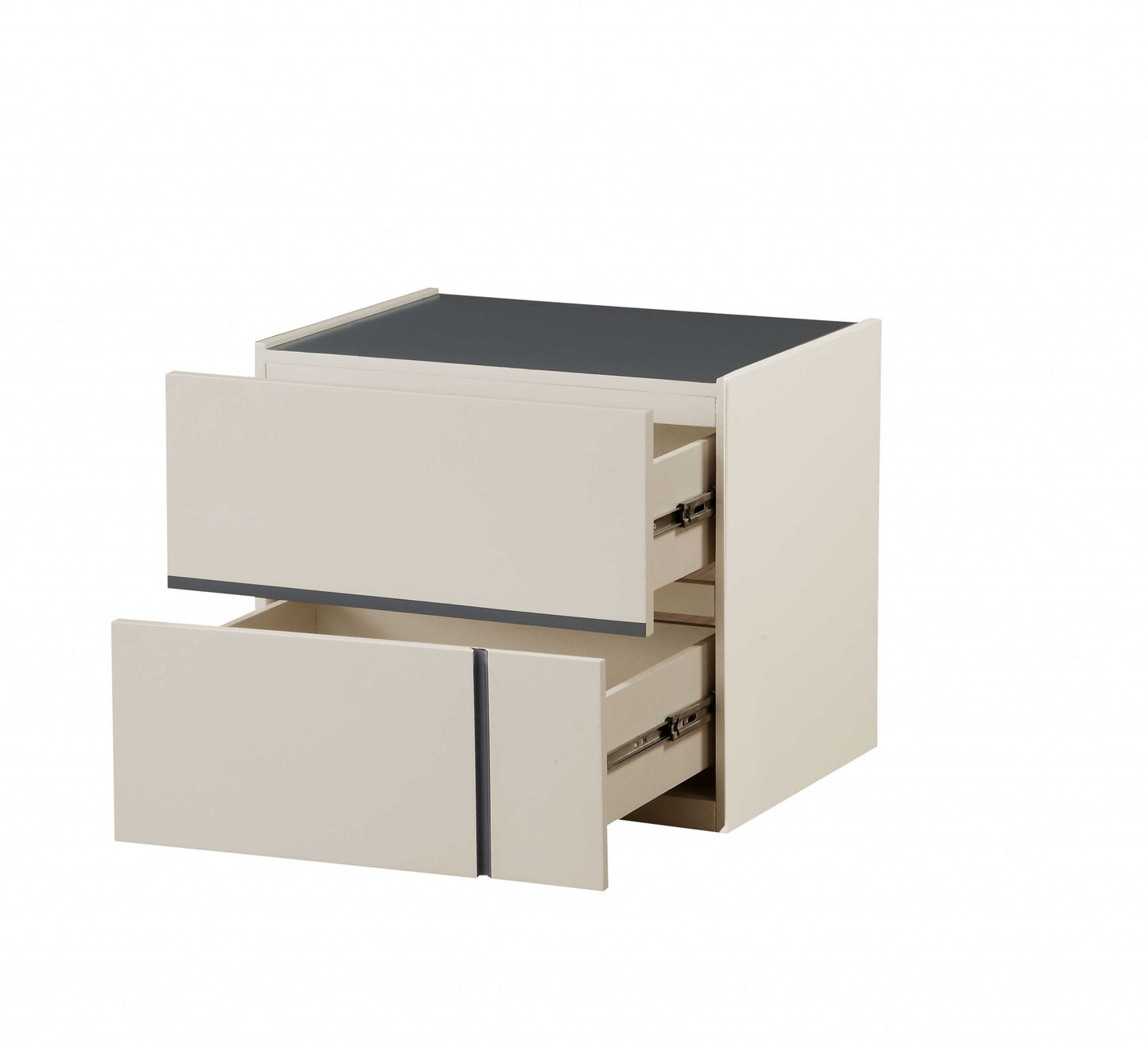 Cream White And Dark Grey Mdf Nightstand By Homeroots | Nightstands | Modishstore - 4