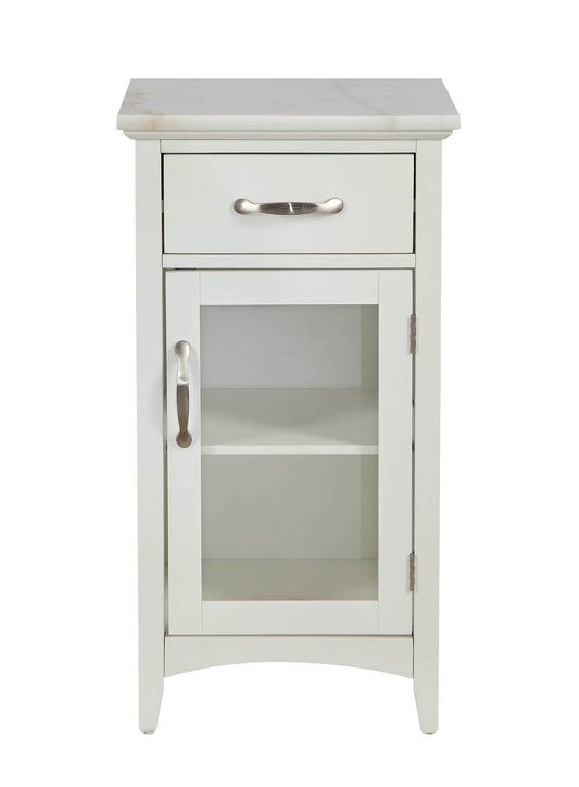 Compact Stylish White Marble Top Cabinet By Homeroots | Cabinets | Modishstore
