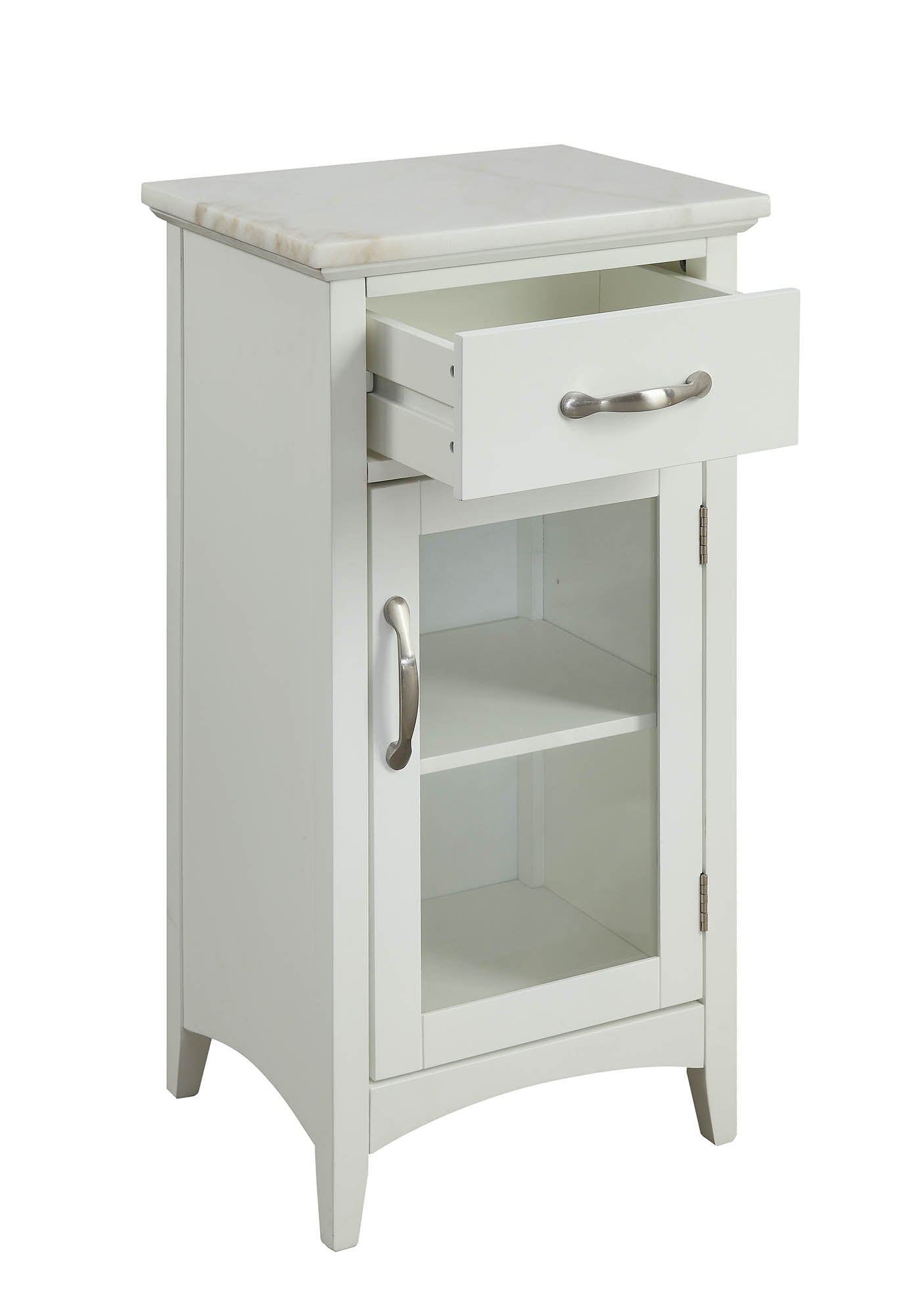 Compact Stylish White Marble Top Cabinet By Homeroots | Cabinets | Modishstore - 4
