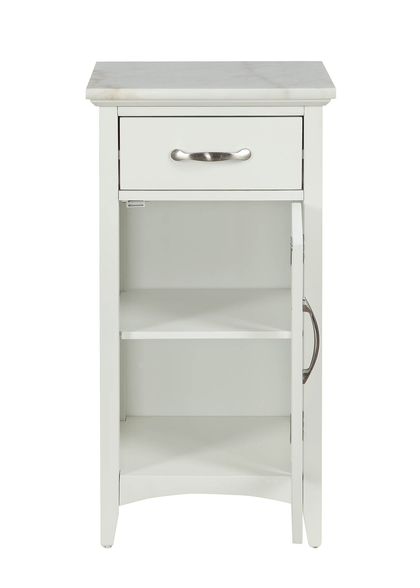 Compact Stylish White Marble Top Cabinet By Homeroots | Cabinets | Modishstore - 5
