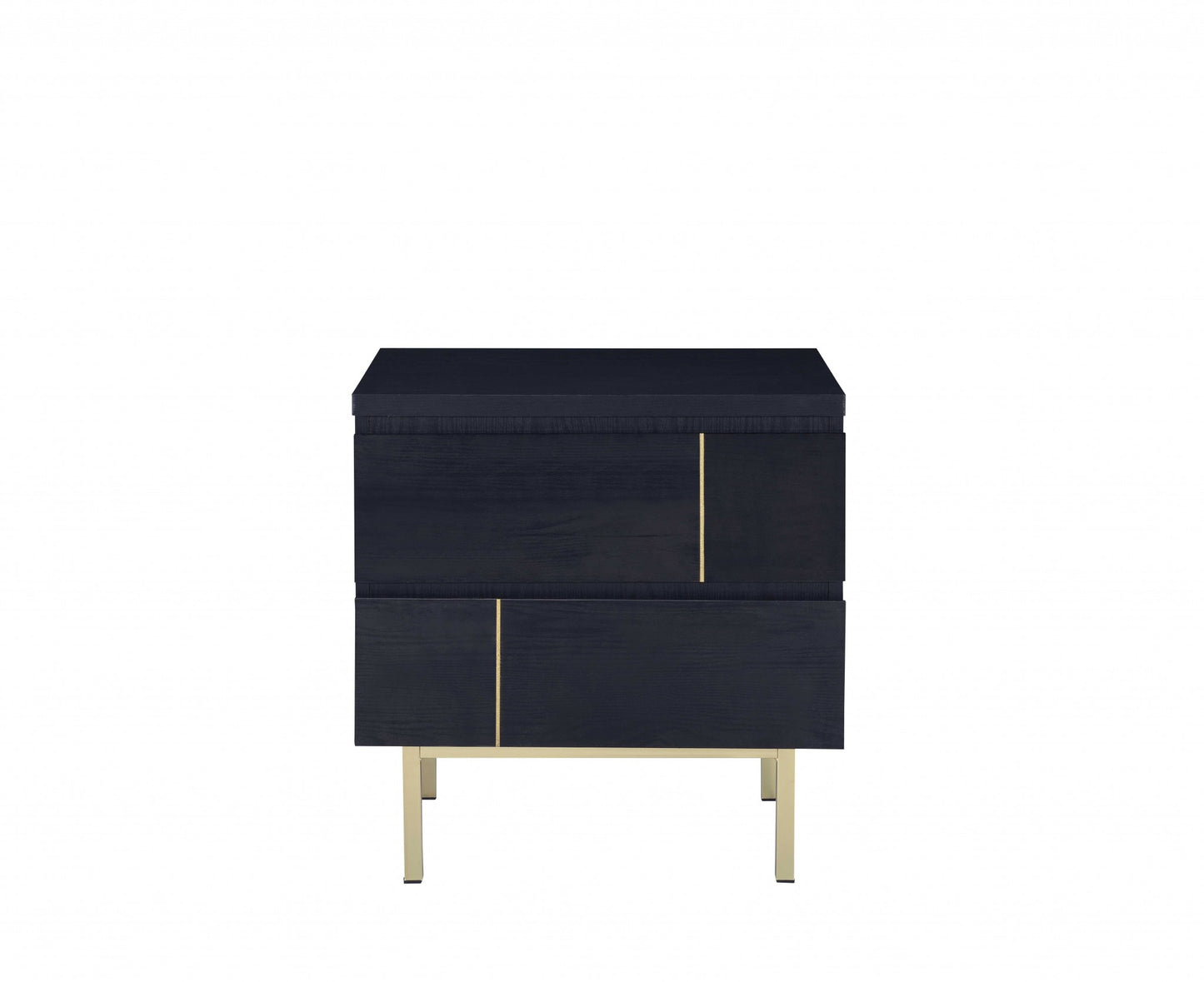 Contemporary Black And Brass Nightstand By Homeroots | Nightstands | Modishstore - 2