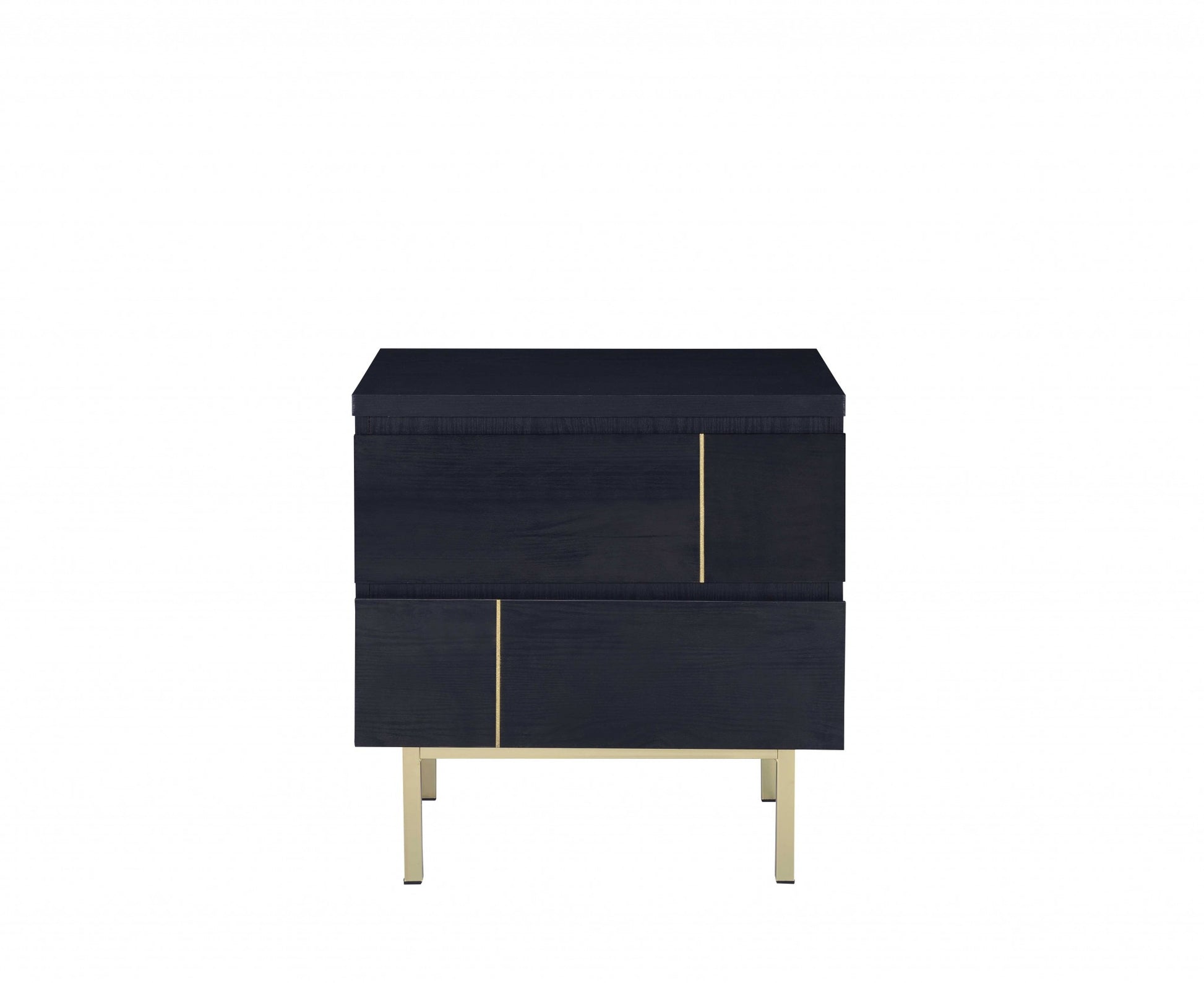 Contemporary Black And Brass Nightstand By Homeroots | Nightstands | Modishstore - 2