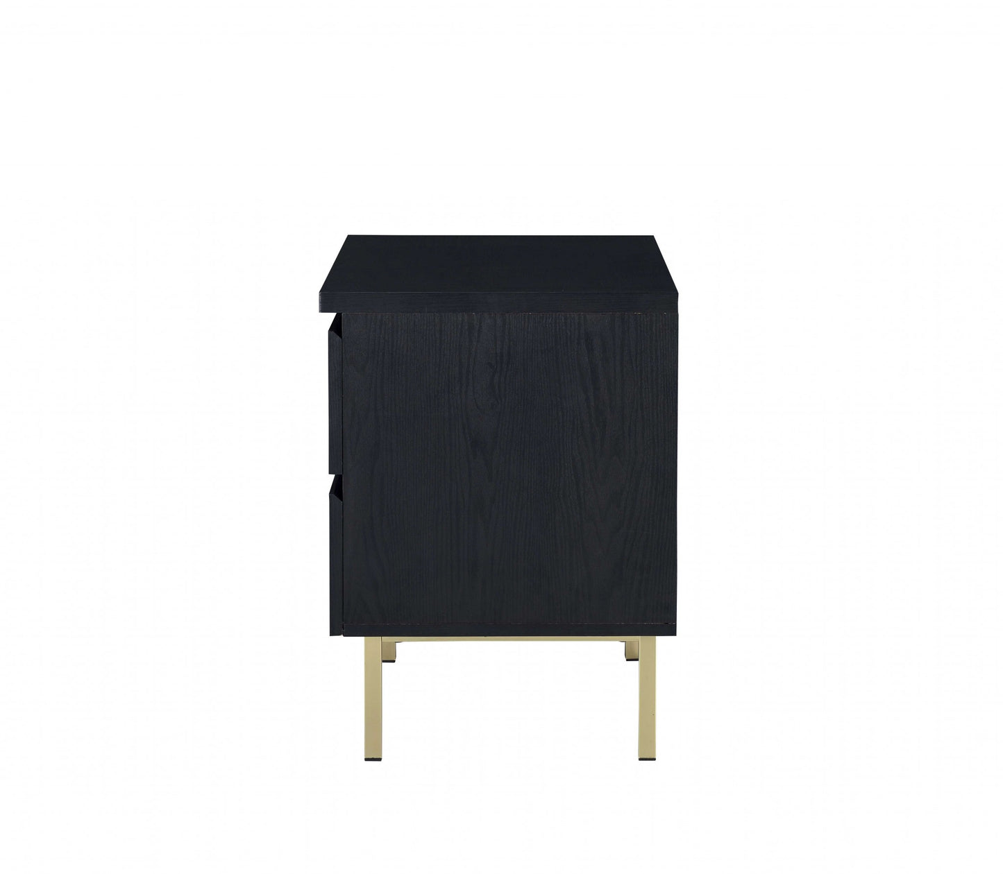 Contemporary Black And Brass Nightstand By Homeroots | Nightstands | Modishstore - 3