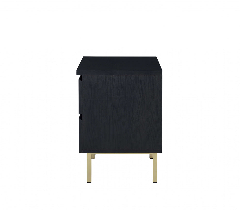 Contemporary Black And Brass Nightstand By Homeroots | Nightstands | Modishstore - 3