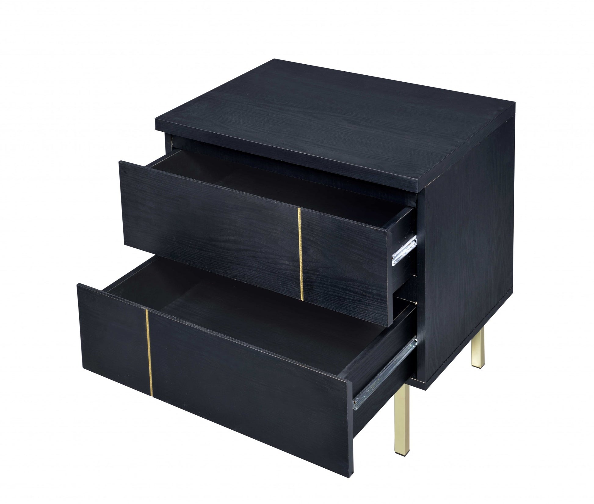 Contemporary Black And Brass Nightstand By Homeroots | Nightstands | Modishstore - 5