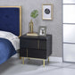 Contemporary Black And Brass Nightstand By Homeroots | Nightstands | Modishstore