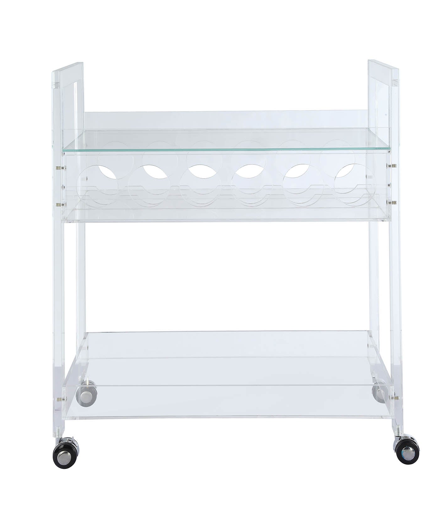 Clear Acrylic And Clear Glass Serving Cart By Homeroots | Bar Carts | Modishstore