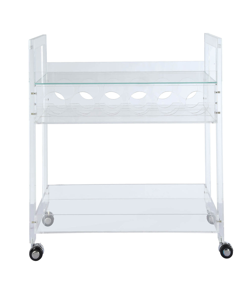 Clear Acrylic And Clear Glass Serving Cart By Homeroots | Bar Carts | Modishstore - 2