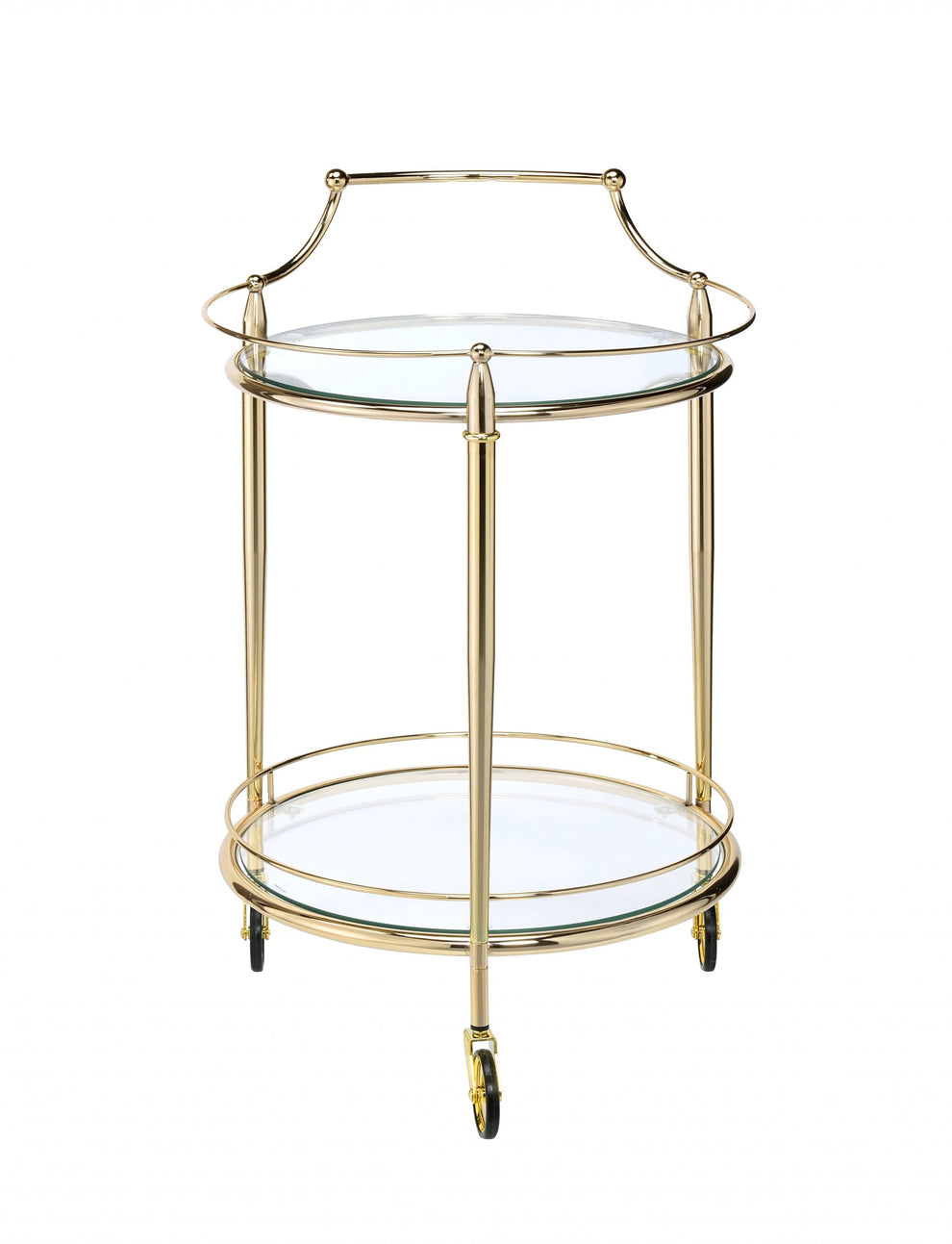 Gold And Clear Glass Serving Cart By Homeroots - 319136 | Bar Carts | Modishstore - 2