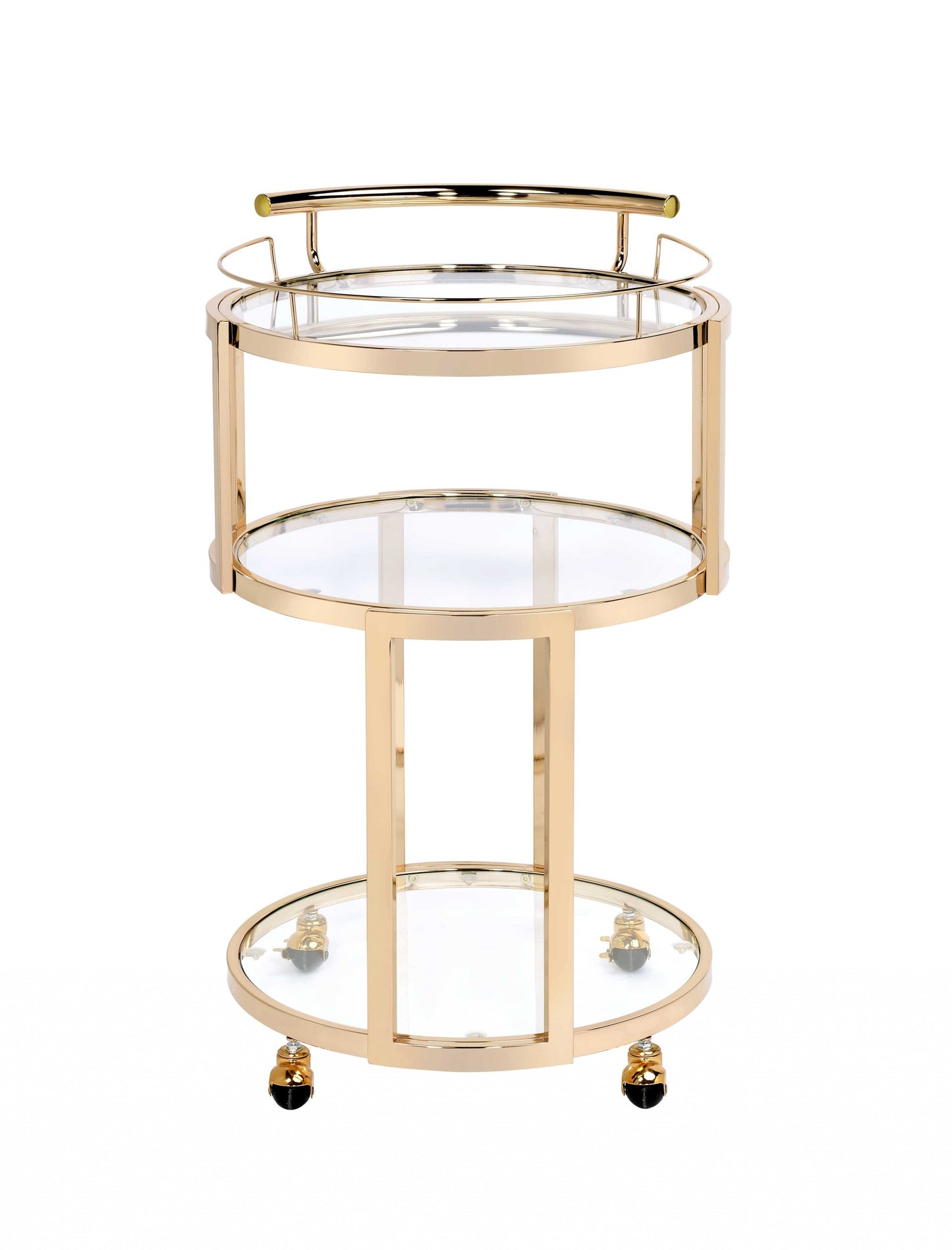 Gold And Clear Glass Serving Cart By Homeroots - 319137 | Bar Carts | Modishstore - 2