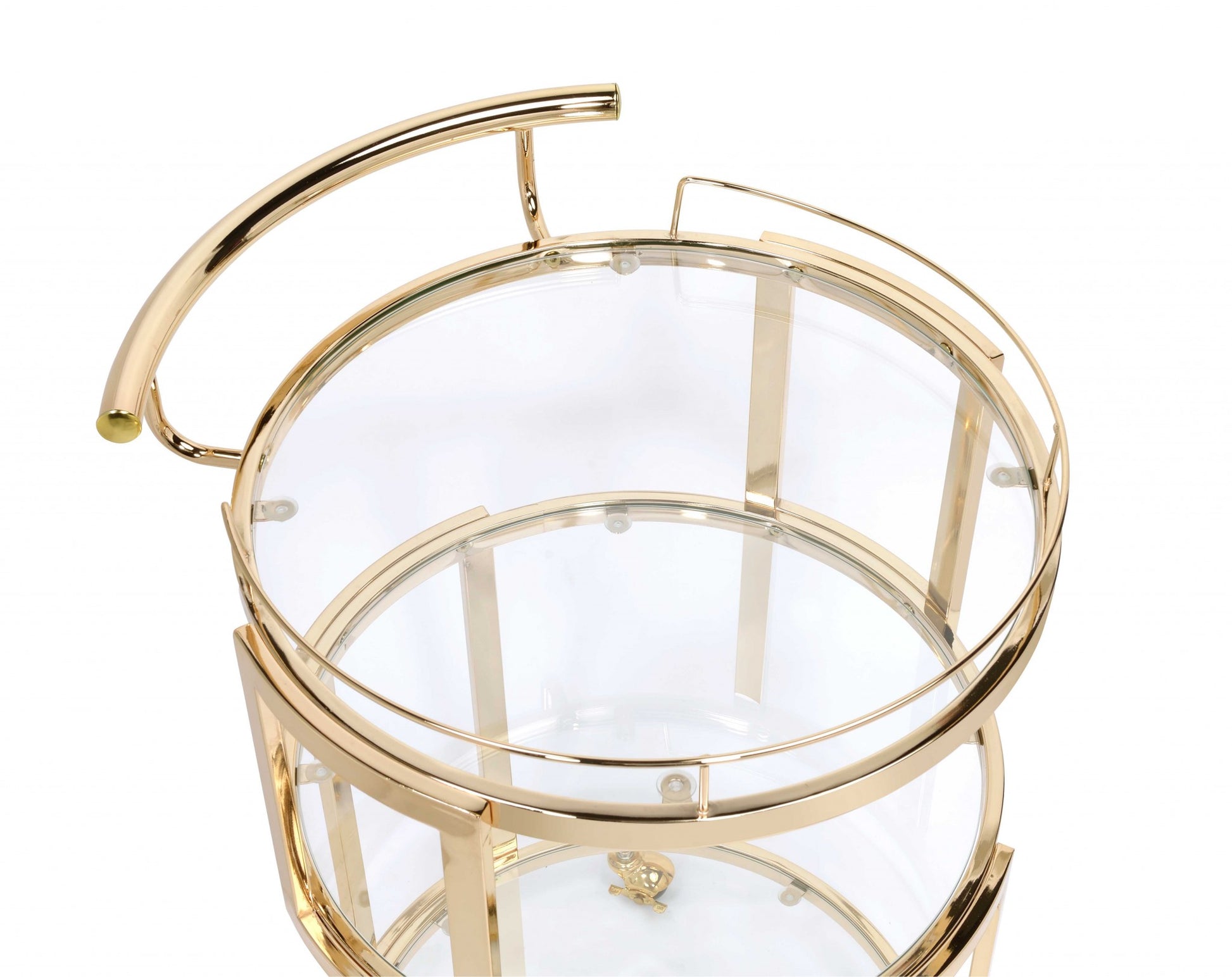 Gold And Clear Glass Serving Cart By Homeroots - 319137 | Bar Carts | Modishstore - 3