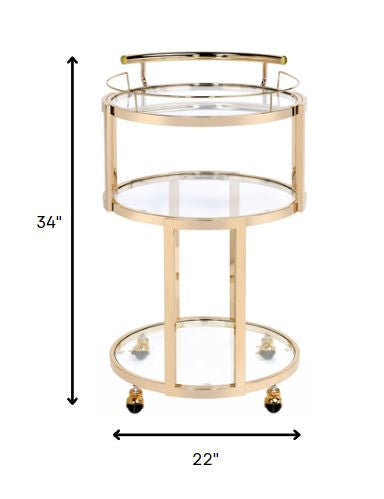 Gold And Clear Glass Serving Cart By Homeroots - 319137 | Bar Carts | Modishstore - 4