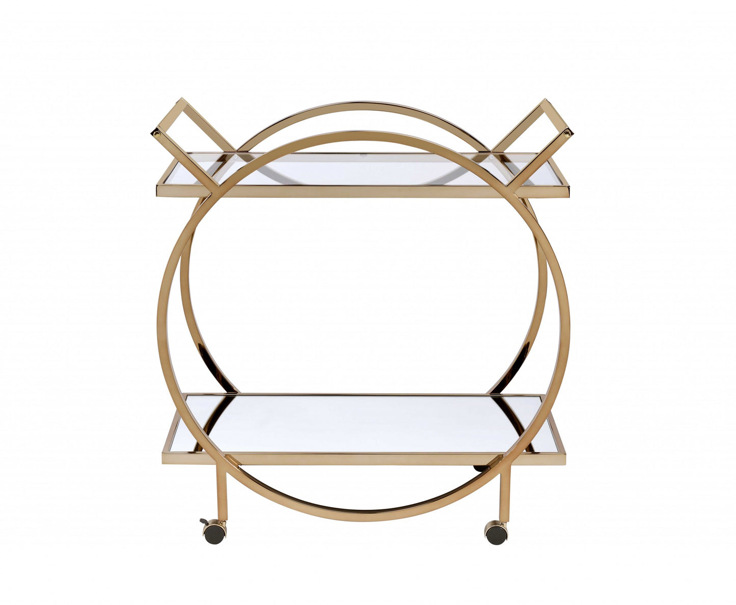 33' X 19' X 35' Champagne Metal Tube Serving Cart By Homeroots | Bar Carts | Modishstore - 3