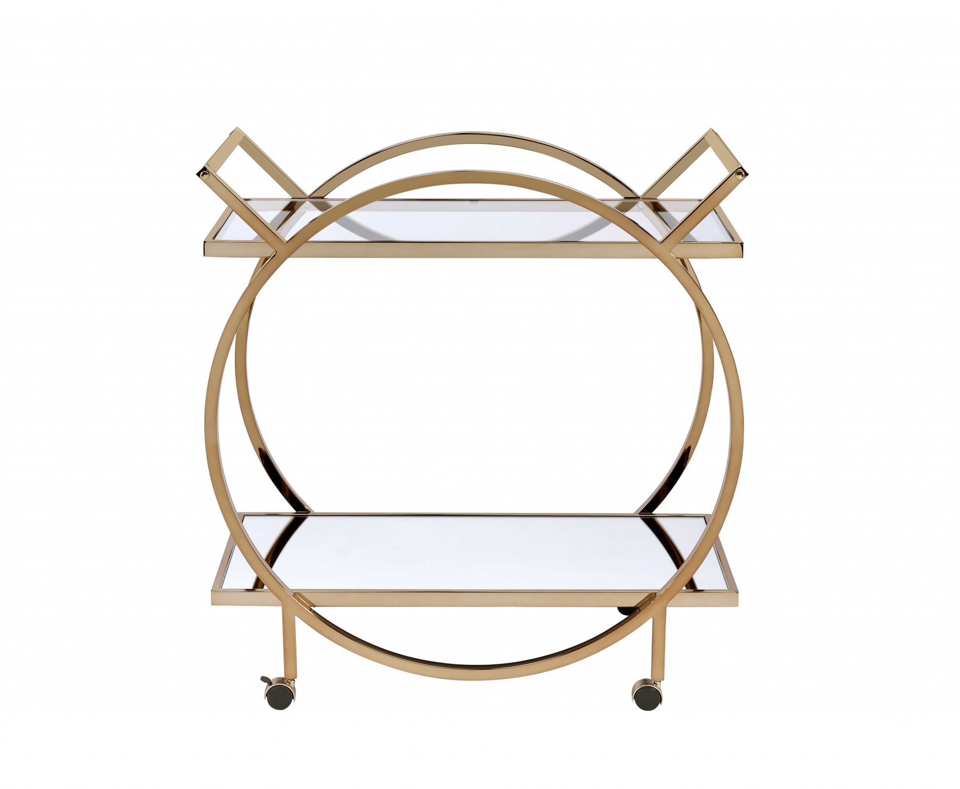 33' X 19' X 35' Champagne Metal Tube Serving Cart By Homeroots | Bar Carts | Modishstore - 3