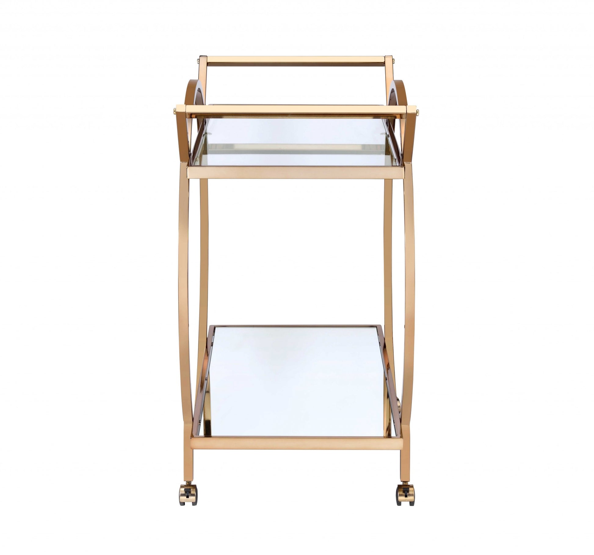 33' X 19' X 35' Champagne Metal Tube Serving Cart By Homeroots | Bar Carts | Modishstore - 4