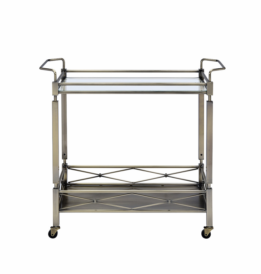 Antique Brass Metal Serving Cart By Homeroots - 319139 | Bar Carts | Modishstore - 2
