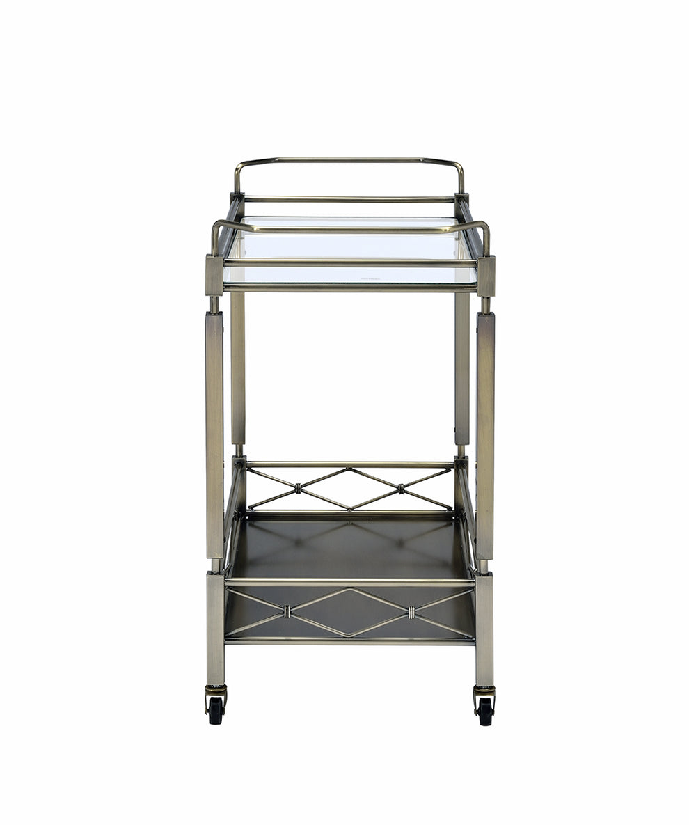 Antique Brass Metal Serving Cart By Homeroots - 319139 | Bar Carts | Modishstore - 3