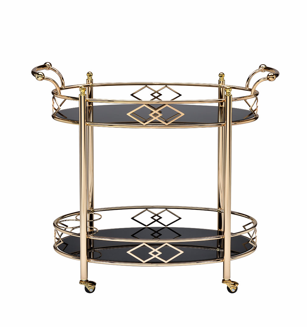 Gold Metal Serving Cart By Homeroots | Bar Carts | Modishstore - 2