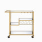 Gold And Clear Glass Serving Cart By Homeroots - 319143 | Bar Carts | Modishstore - 3