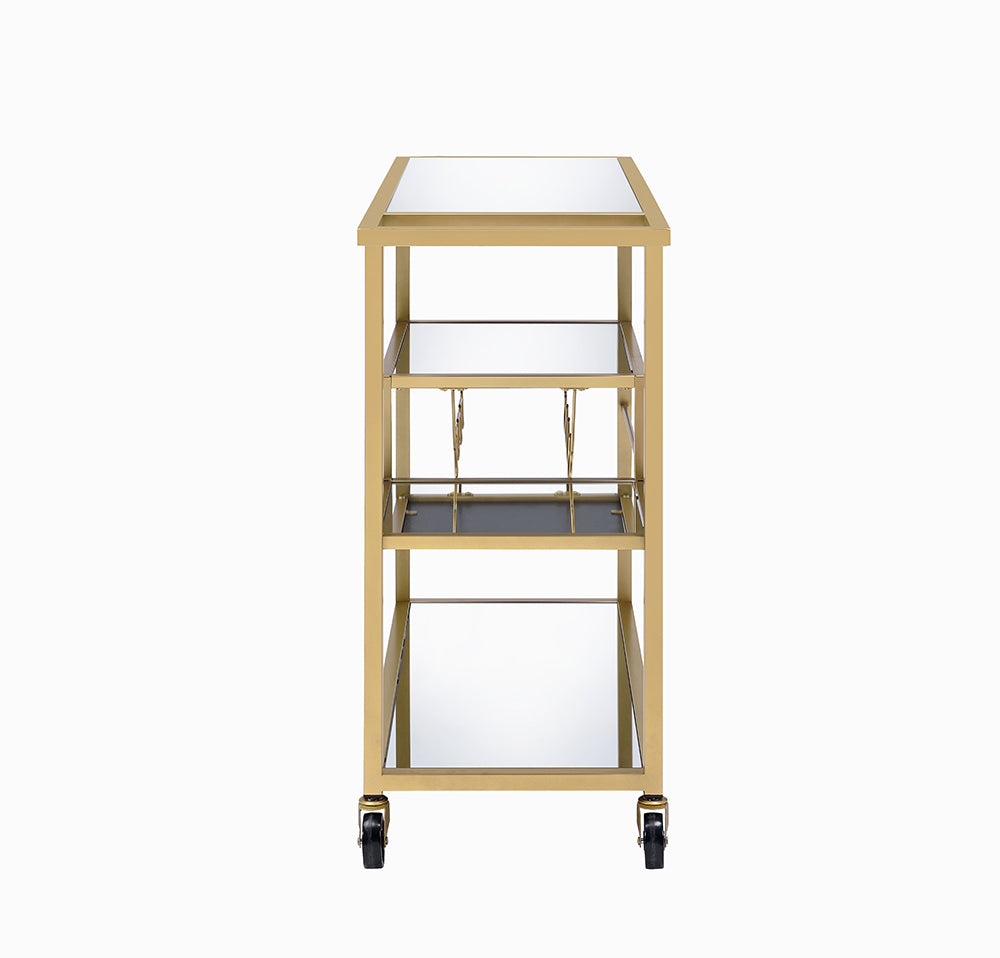 Gold And Clear Glass Serving Cart By Homeroots - 319143 | Bar Carts | Modishstore - 4