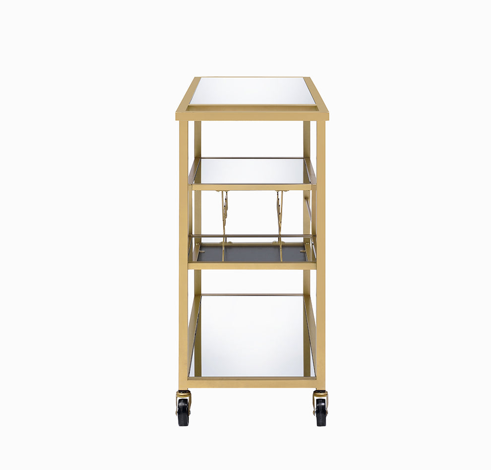 Gold And Clear Glass Serving Cart By Homeroots - 319143 | Bar Carts | Modishstore - 4