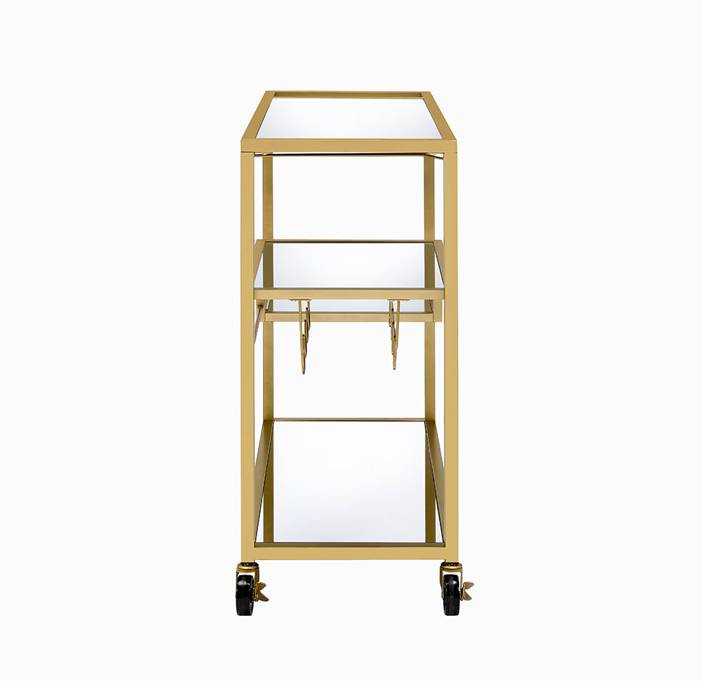 Gold And Clear Glass Serving Cart By Homeroots - 319143 | Bar Carts | Modishstore - 4