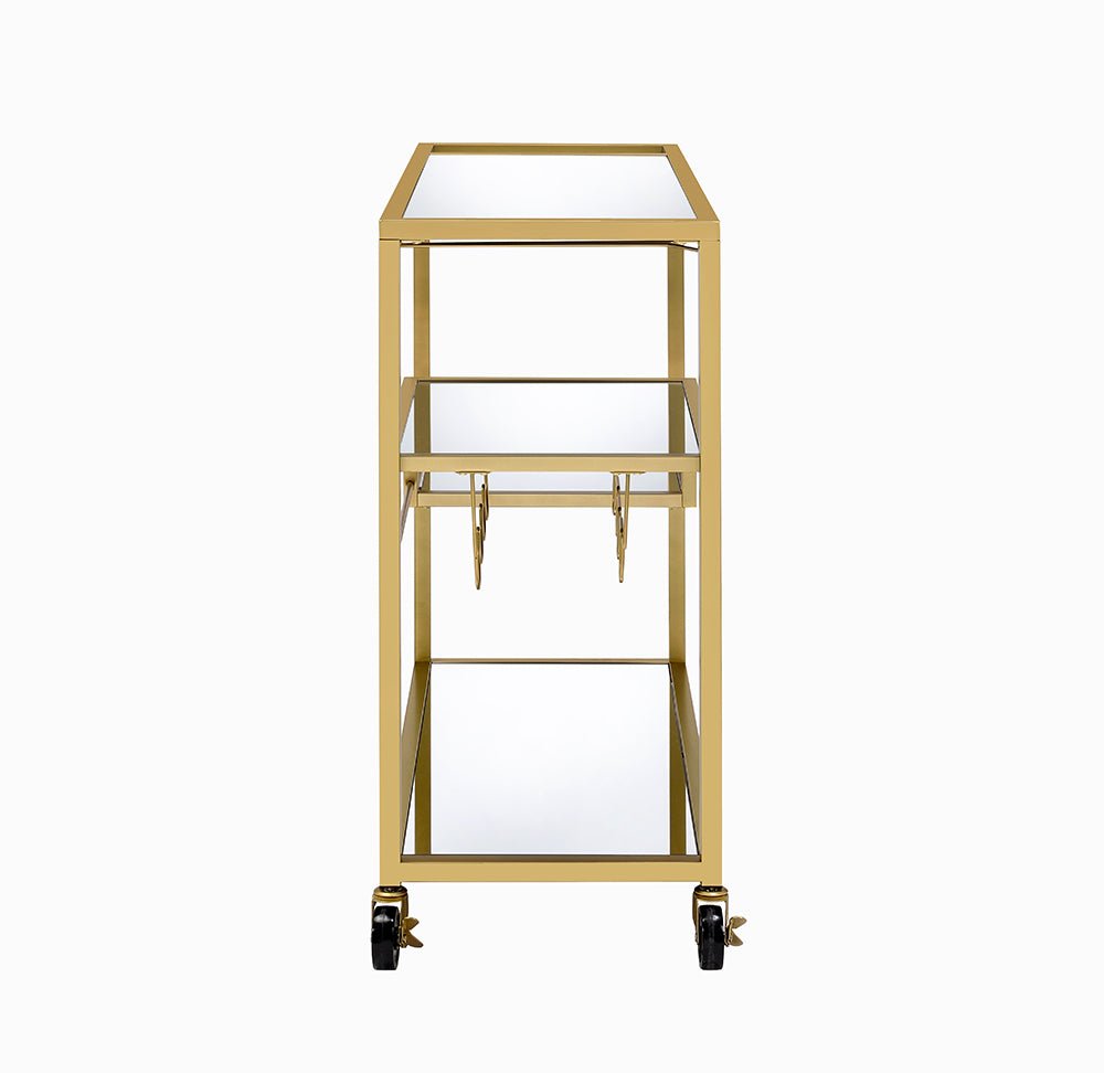 Gold And Clear Glass Serving Cart By Homeroots - 319143 | Bar Carts | Modishstore - 5