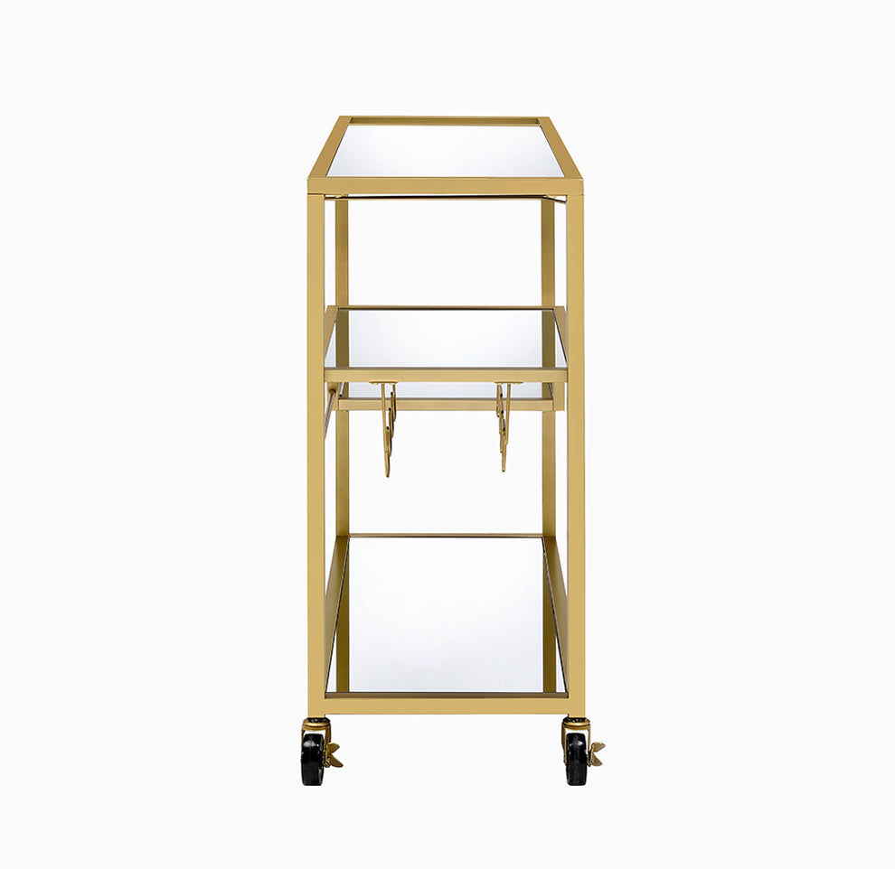 Gold And Clear Glass Serving Cart By Homeroots - 319143 | Bar Carts | Modishstore - 5