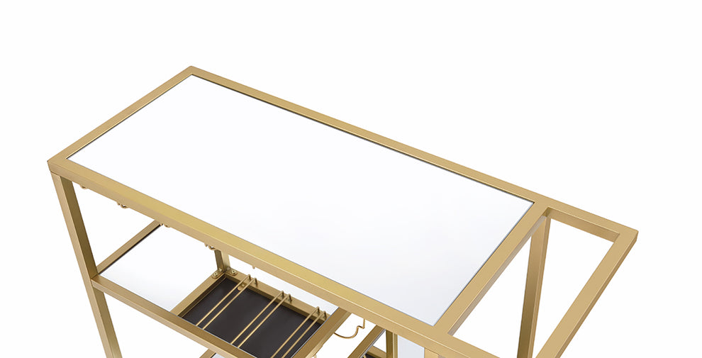 Gold And Clear Glass Serving Cart By Homeroots - 319143 | Bar Carts | Modishstore - 6