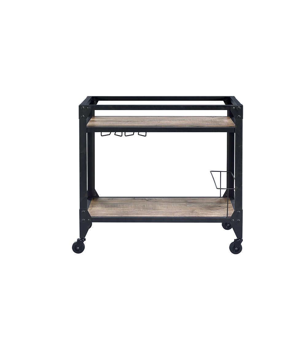 Black Metal Serving Cart By Homeroots - 319144 | Bar Carts | Modishstore - 2