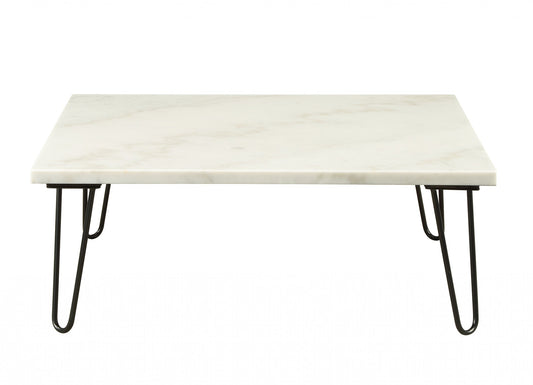 Real Marble And Black Coffee Table By Homeroots