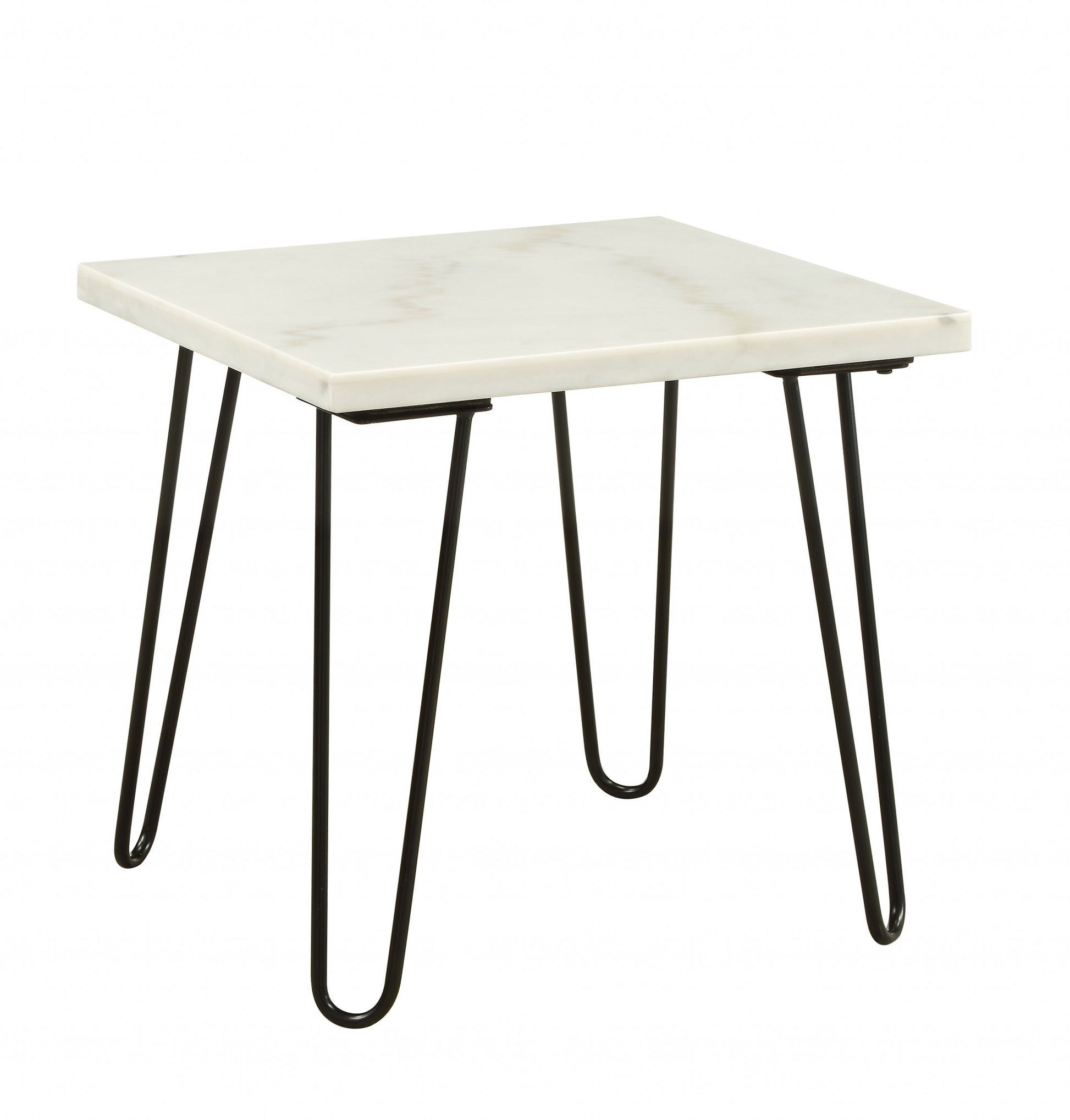 White Marble and Gold Geometric End Table By Homeroots | End Tables | Modishstore