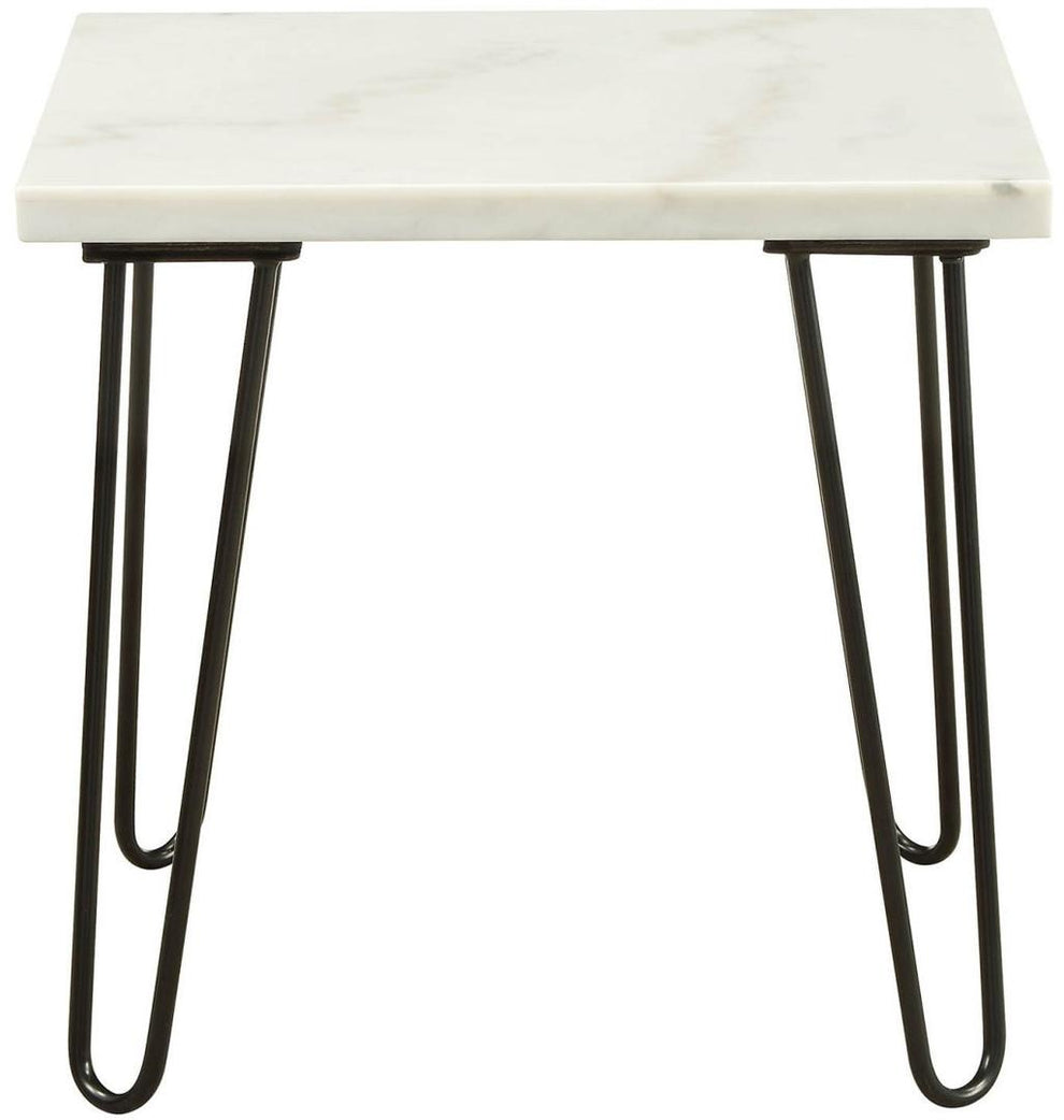 White Marble and Gold Geometric End Table By Homeroots | End Tables | Modishstore - 5