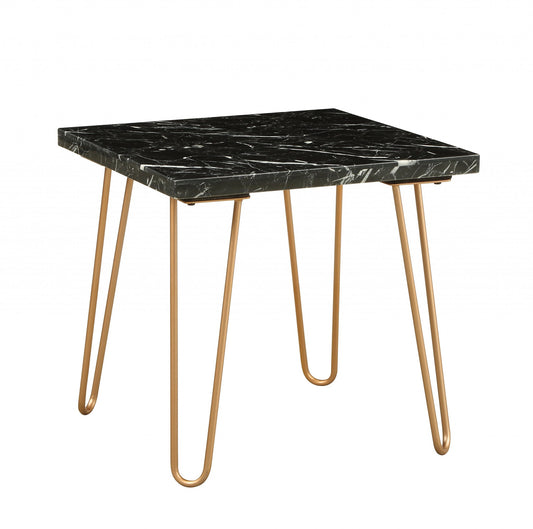 Black Marble and Gold Geometric End Table By Homeroots | End Tables | Modishstore