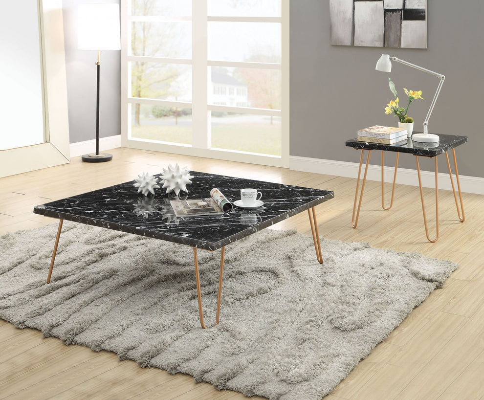 Black Marble and Gold Geometric End Table By Homeroots | End Tables | Modishstore - 5