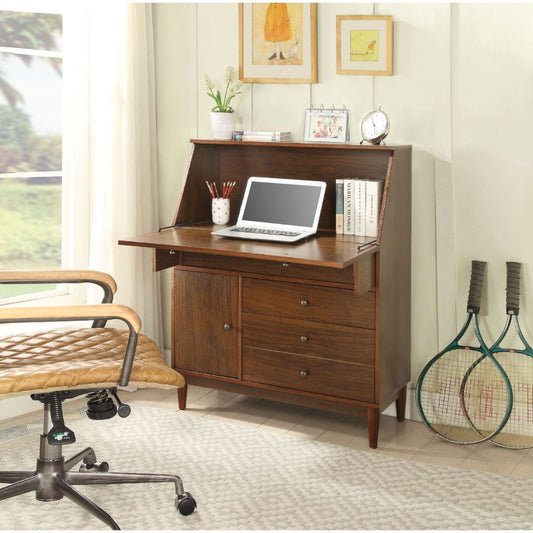 Walnut Solid Wood Desk By Homeroots - 319173 | Desks | Modishstore - 3