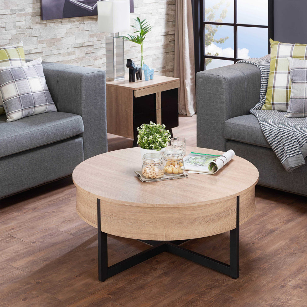 Natural And Black Particle Board Coffee Table By Homeroots - 319174 | Coffee Tables | Modishstore - 3