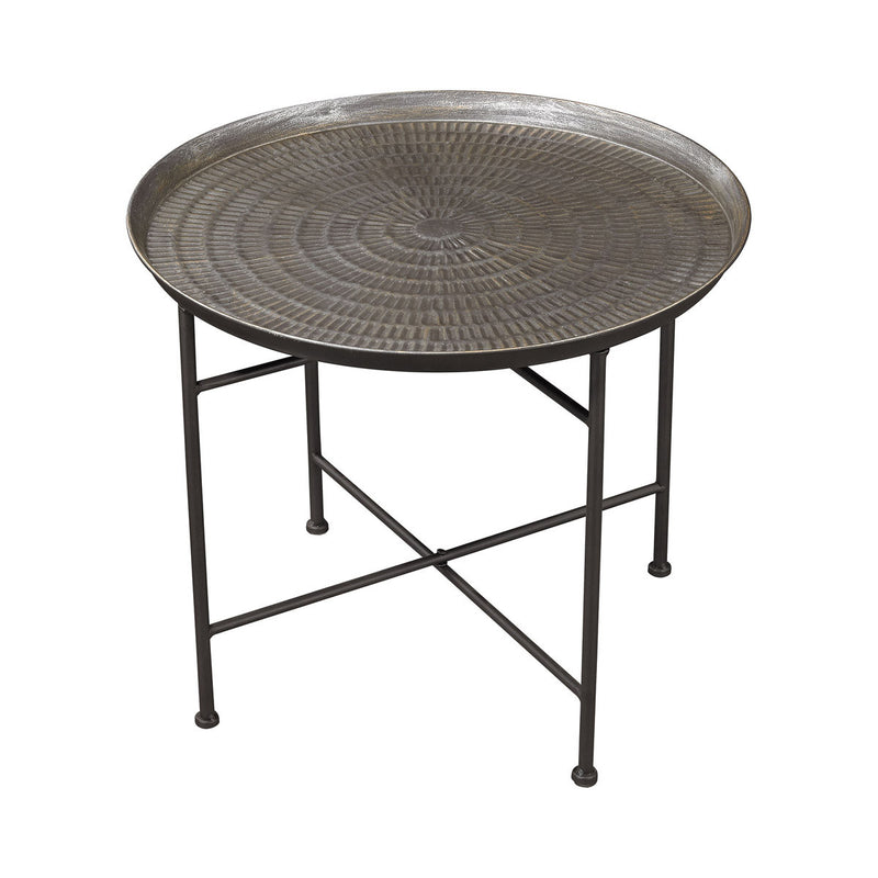 Sterling Industries Embossed Pewter Accent Table | Modishstore | Accent Tables