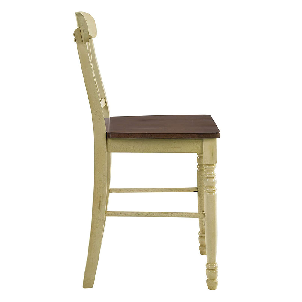 2pc Buttermilk And Oak Counter Height Chair By Homeroots | Bar Stools | Modishstore - 3