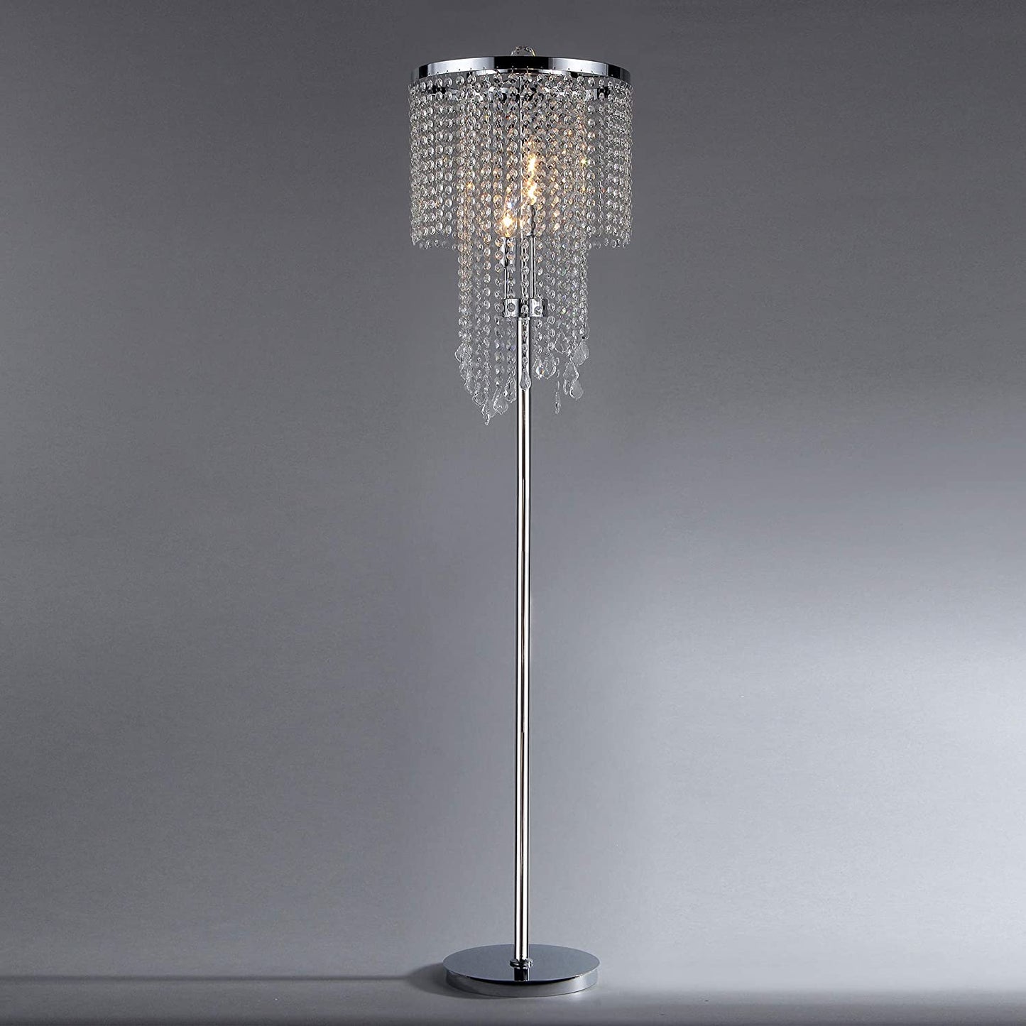Chrome and Crystal Floor Lamp By Homeroots | Floor Lamps | Modishstore - 4