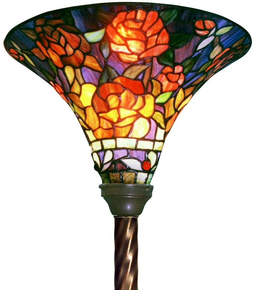 Tiffany-style Rose Torchiere By Homeroots | Floor Lamps | Modishstore