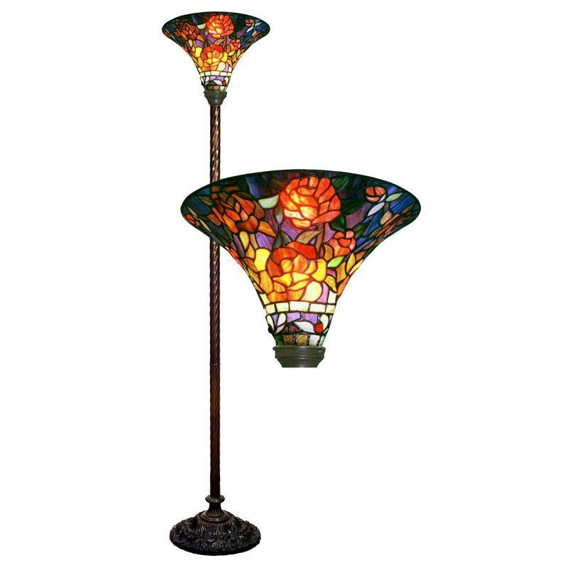 Tiffany-style Rose Torchiere By Homeroots | Floor Lamps | Modishstore - 2