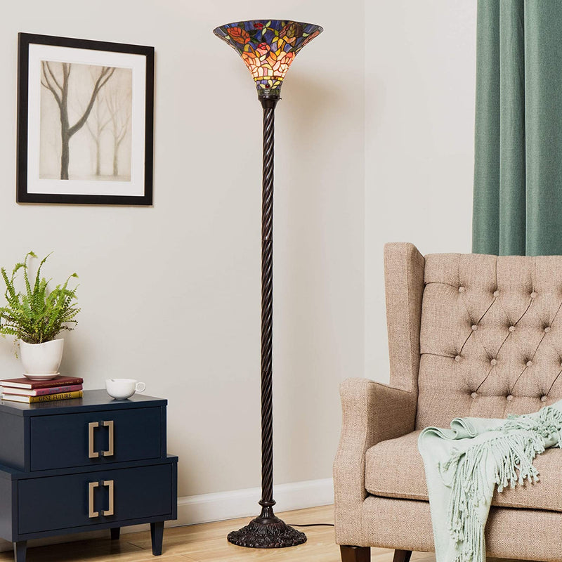 Tiffany-style Rose Torchiere By Homeroots | Floor Lamps | Modishstore - 7