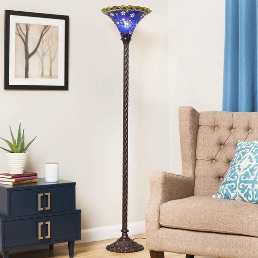 Tiffany-style Blue Star Torchiere By Homeroots | Floor Lamps | Modishstore - 3
