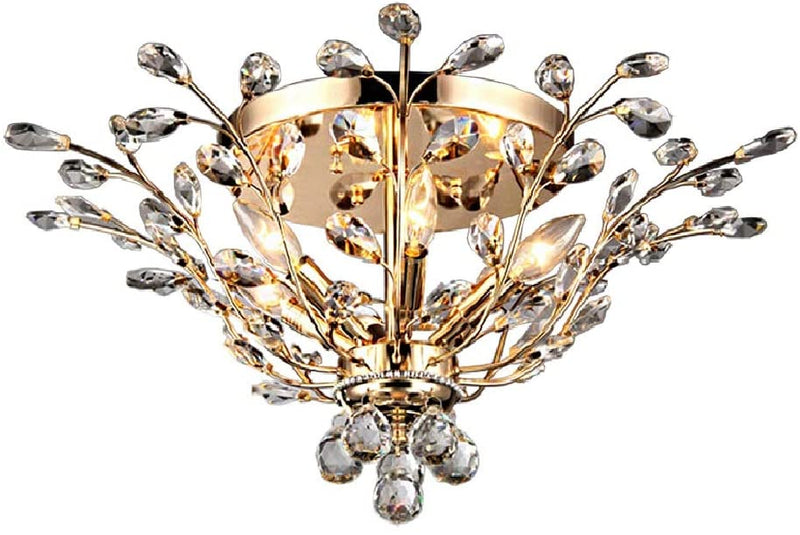 Ava 6-light Gold 27-inch Crystal Flush Mount By Homeroots | Ceiling Lamps | Modishstore