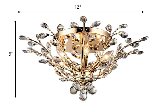 Ava 6-light Gold 27-inch Crystal Flush Mount By Homeroots | Ceiling Lamps | Modishstore - 2
